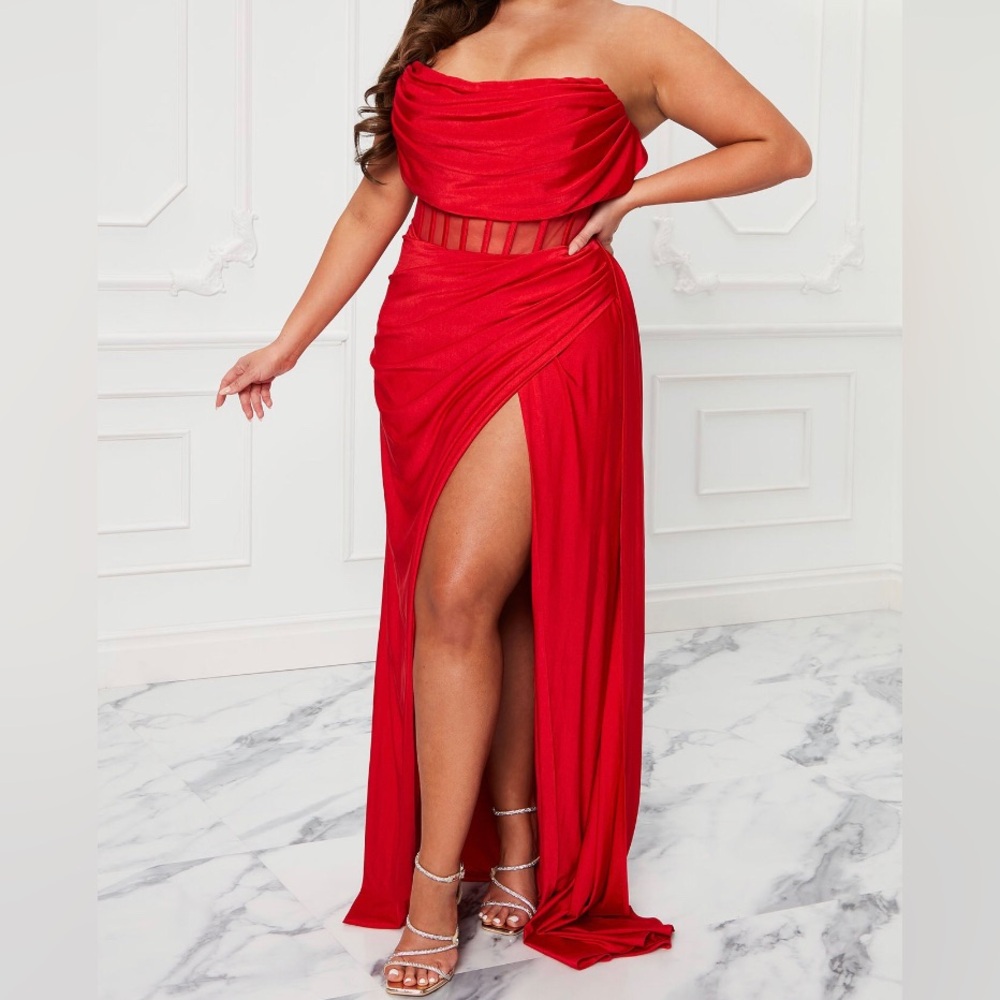 XL & 1X Red Layla Corset Maxi Dress